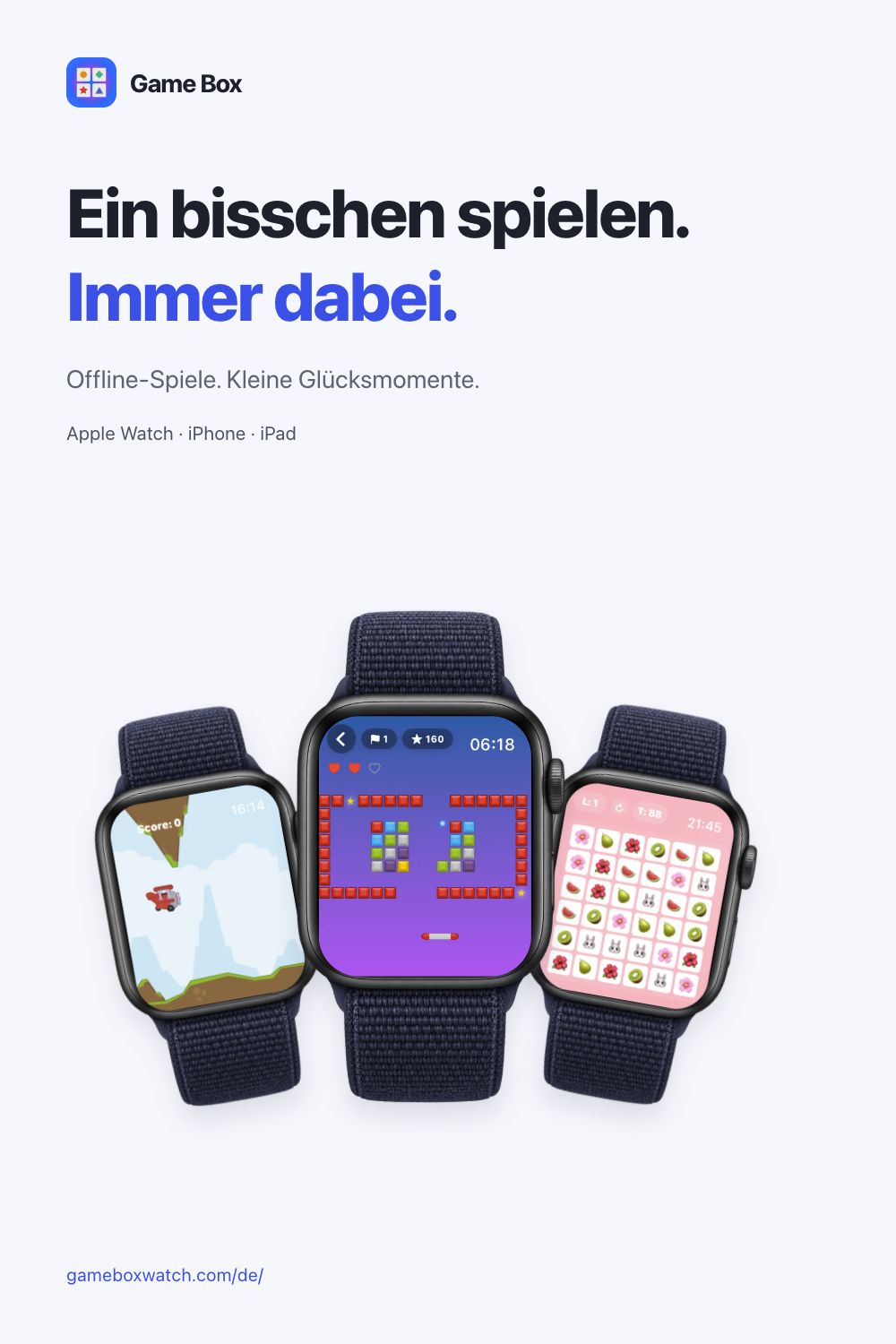 Game Box Motiv mit echten Spielszenen auf der Apple Watch