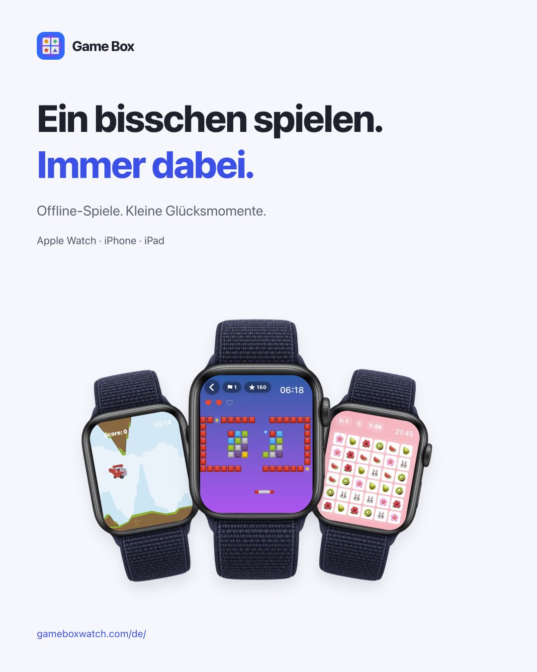 Game Box Motiv mit echten Spielszenen auf der Apple Watch