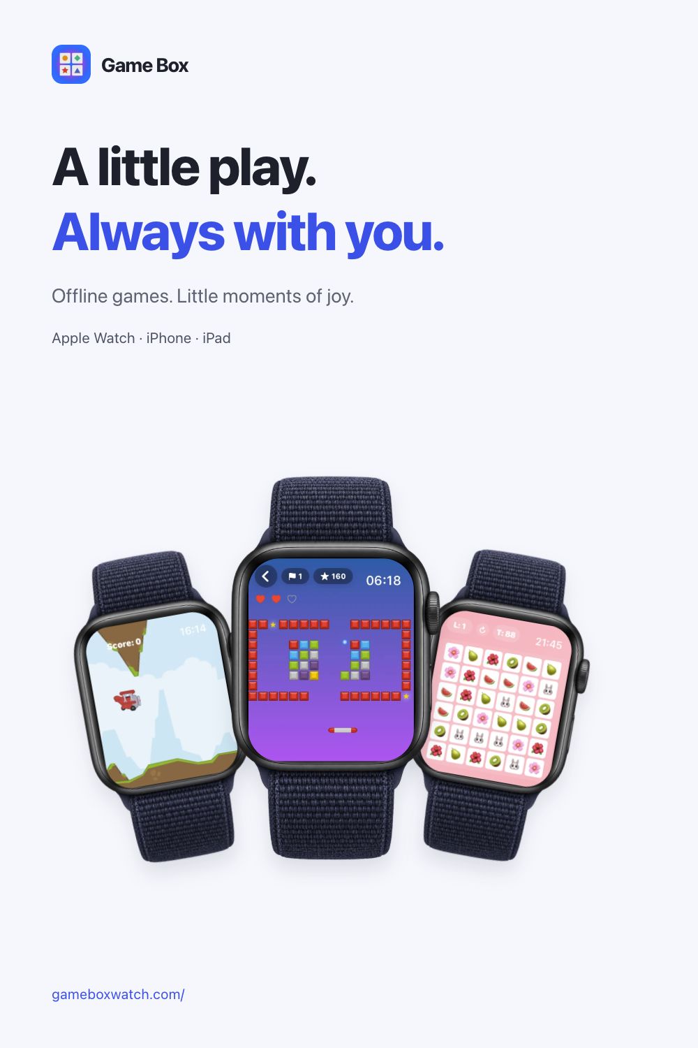 Game Box social artwork with real Apple Watch gameplay