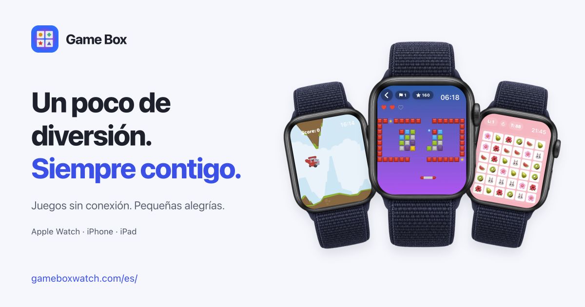 Imagen de Game Box con capturas reales de juegos en Apple Watch
