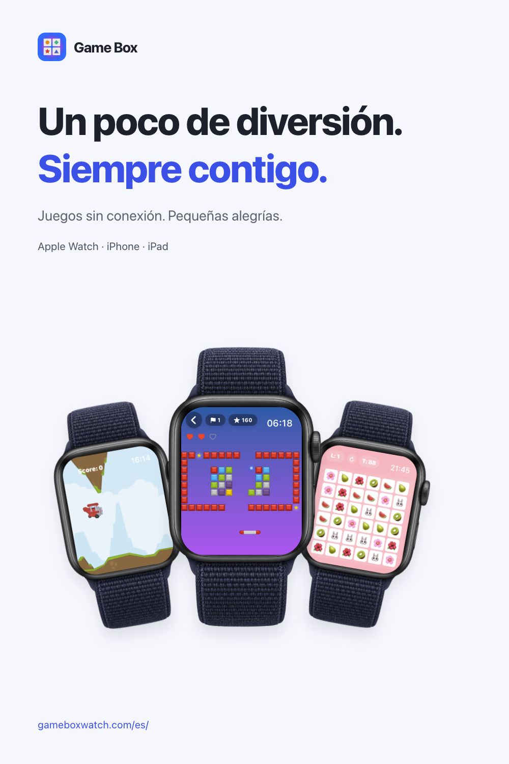 Imagen de Game Box con capturas reales de juegos en Apple Watch