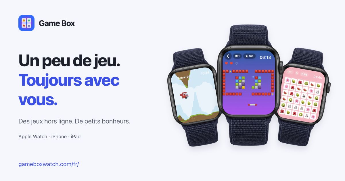 Visuel Game Box avec de véritables captures de jeux sur Apple Watch